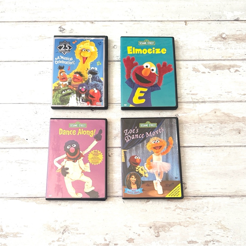 Sesame Street DVD Bundle Set of 4 Elmo Zoe Grover Big Bird Kids Media Shows TV